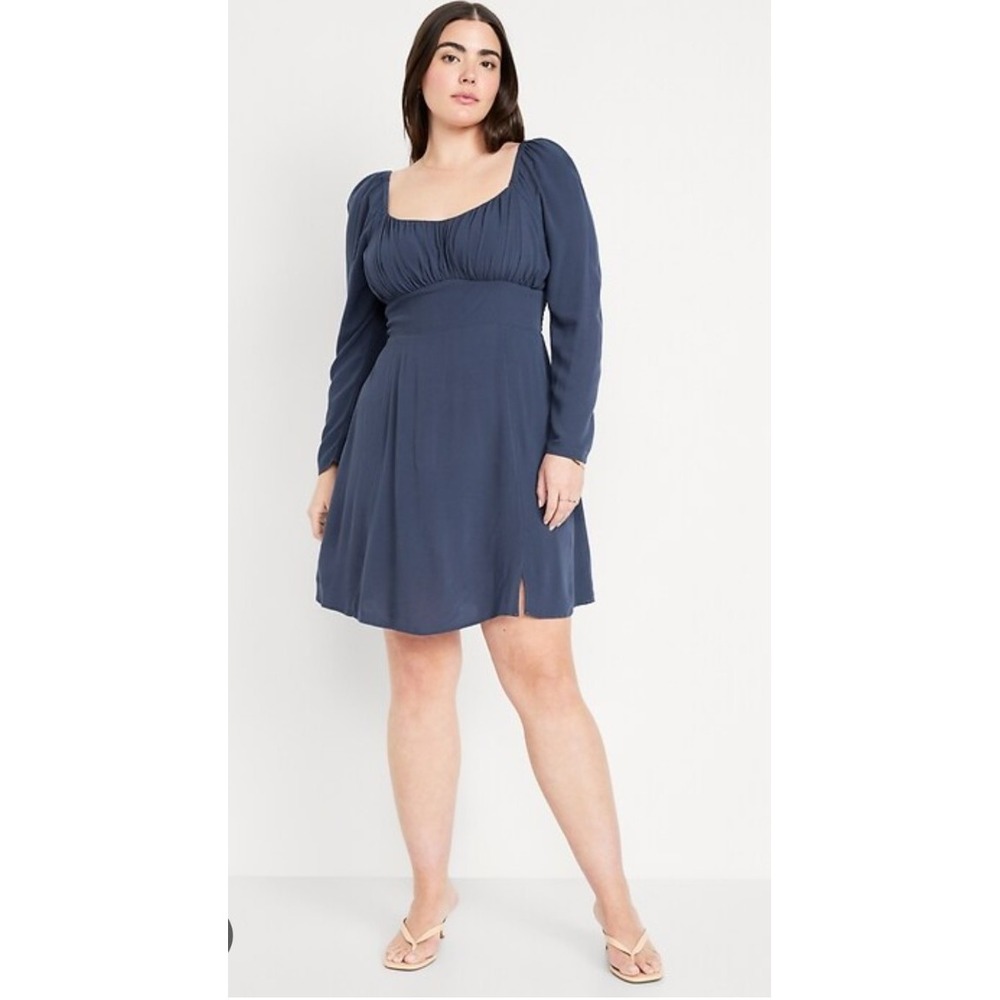 Old Navy Fit and Flare Mini‎ Dress Dainty Date Night Volcanic Glass Blue M NWT